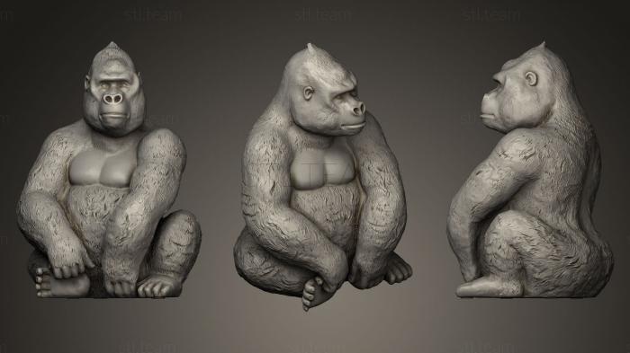 Статуэтки животных Золотая горилла 3D